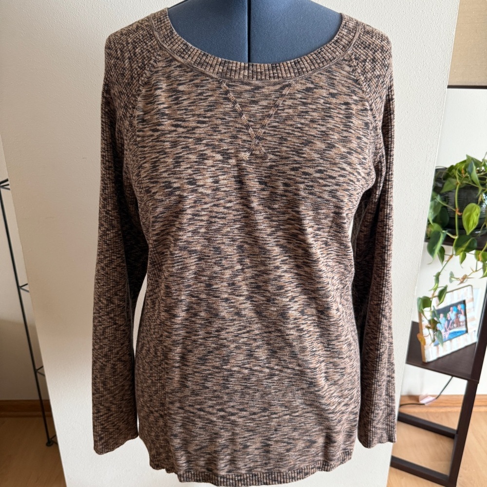 Relativity Women’s Crewneck Brown, Tan, Black Long-Sleeve Pullover Sweater, 3X